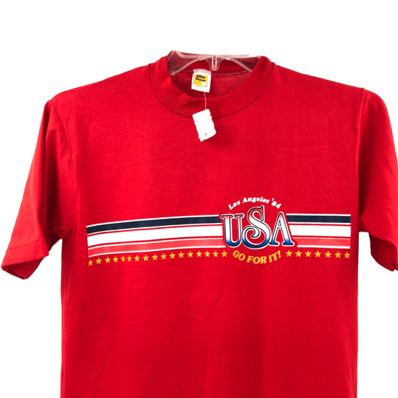 VTG NWT Velva Sheen USA 1984 Los Angeles Olympics Single Stitch T Shirt Medium